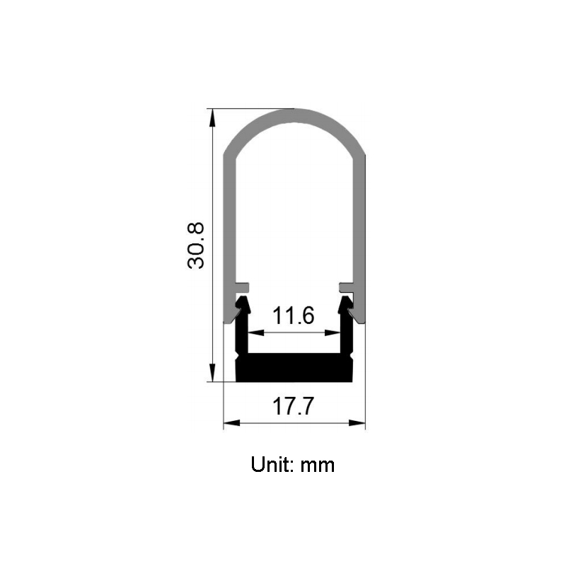 Slim Aluminum LED Channel With PC Arc Light Diffuser For 10mm 2110 LED Rope Lighting Slim Aluminum LED Channel With PC Arc Light Diffuser For 10mm 2110 LED Rope Lighting